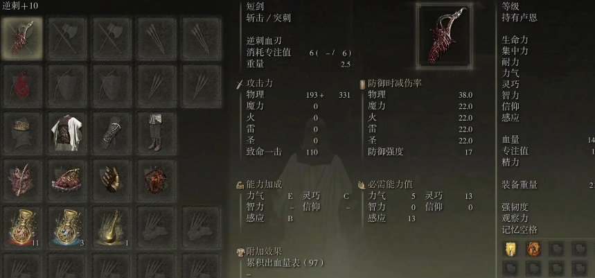 艾尔登法环逆刺短剑的强度怎么样