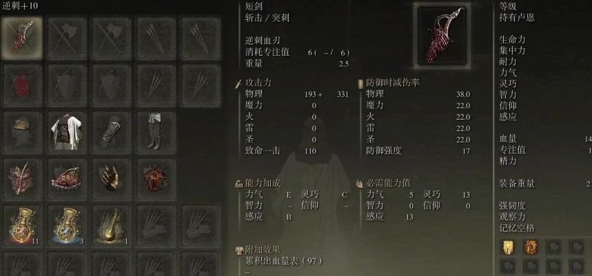 艾尔登法环逆刺短剑的强度怎么样