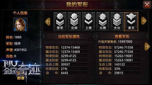 全民奇迹军衔怎么弄的